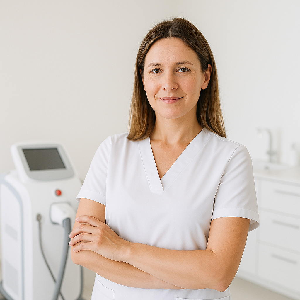 PCOS Laser Hair Removal — client receiving gentle diode laser treatment to reduce hormonal hair growth on jawline in Sheffield clinic.